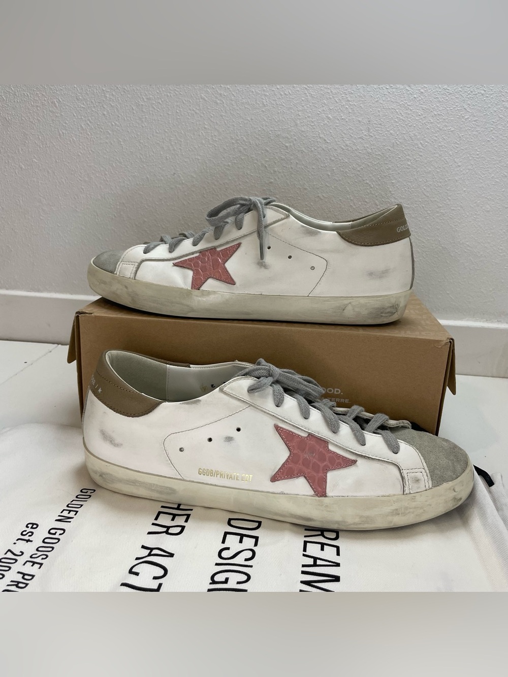 Golden Goose Super-Star White Leather Star Sneakers Men 42D 9US Made in Italy